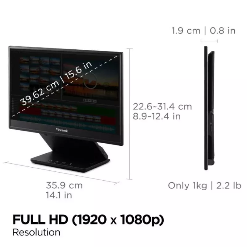 Viewsonic VP Series VP16-OLED Computermonitor 40,6 cm (16 Zoll) 1920 x 1080 Pixel Full HD Schwarz