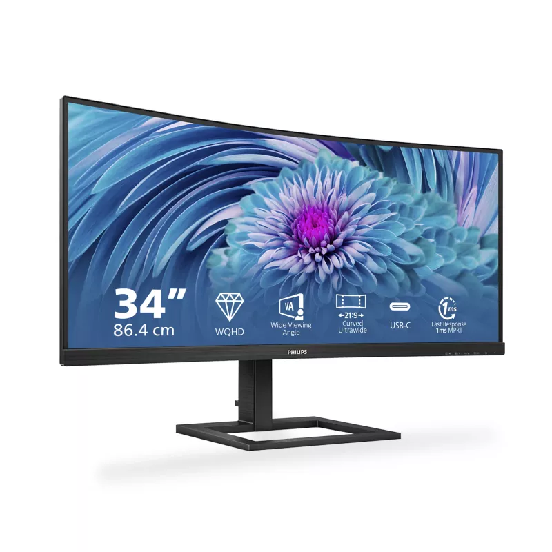 Philips E Line 346E2CUAE/00 Computer Monitor 86,4 cm (34 Zoll) 3440 x 1440 Pixel Wide Quad HD+ LCD Schwarz