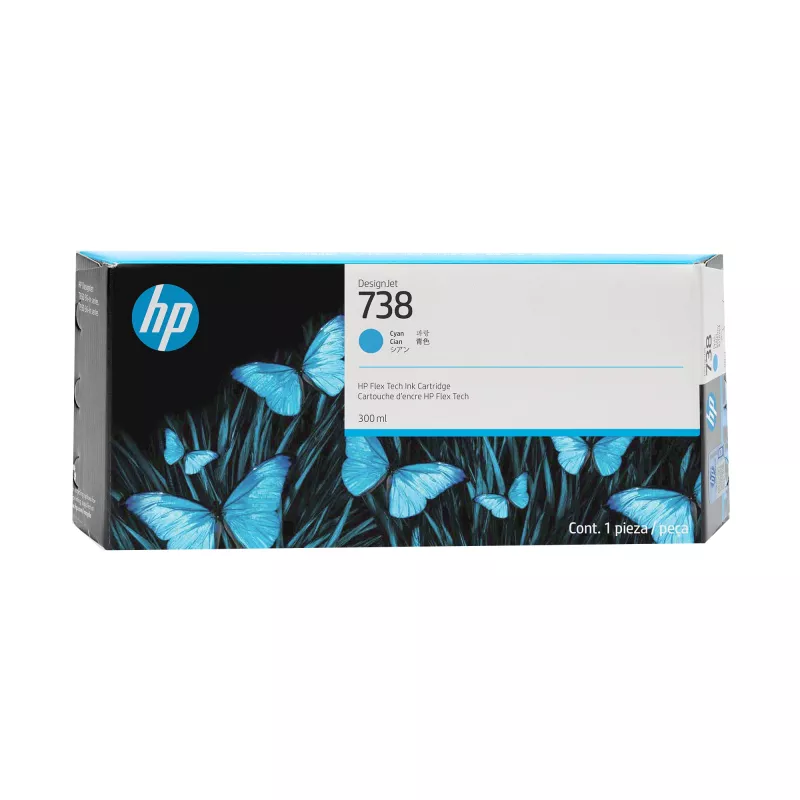 HP 738 DesignJet Tintenpatrone, Cyan, 300 ml (676M6A)