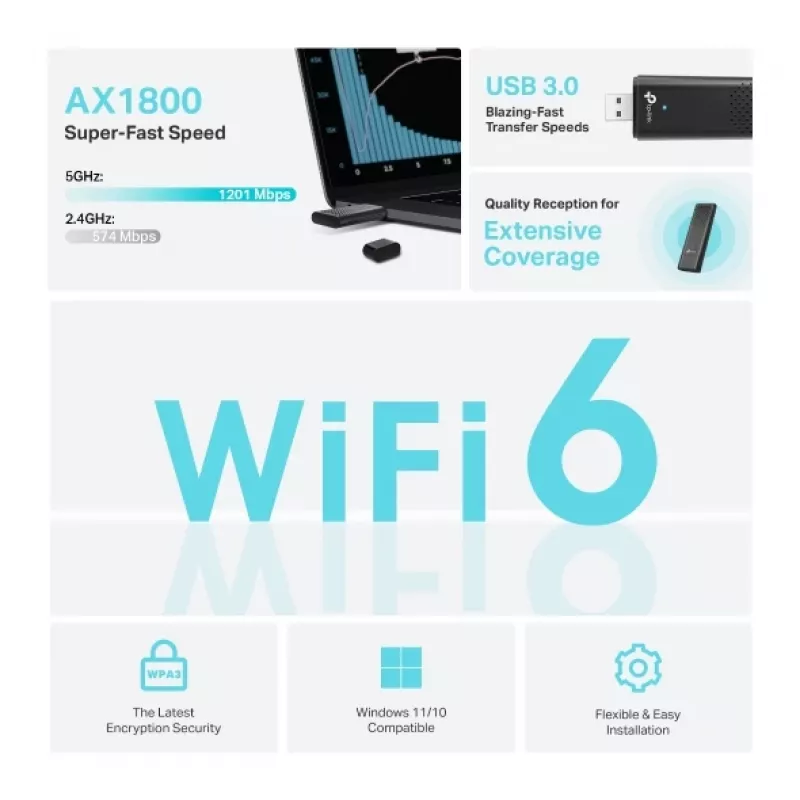 TP-Link Archer AX1800 Dualband-Wi-Fi-6-USB-Adapter