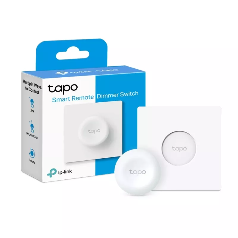 TP-Link Tapo S200D Smarter Fernbedienungs-Dimmschalter, extern, Tasten und Drehregler, CR2032-Batterie, Weiß