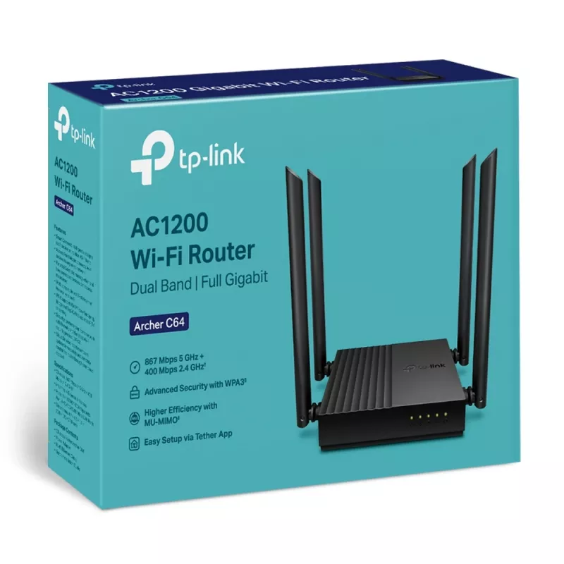 TP-Link Archer C64 WLAN-Router Gigabit-Ethernet Dual-Band (2,4 GHz / 5 GHz) Schwarz