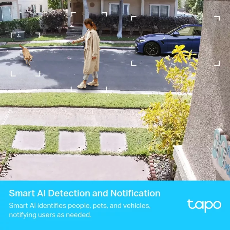 TP-Link Tapo Smart Wire-Free Security Camera, IP-Sicherheitskamera, Innen- & Außenbereich, Kabellos, Wand/Mast, Weiß, Turret