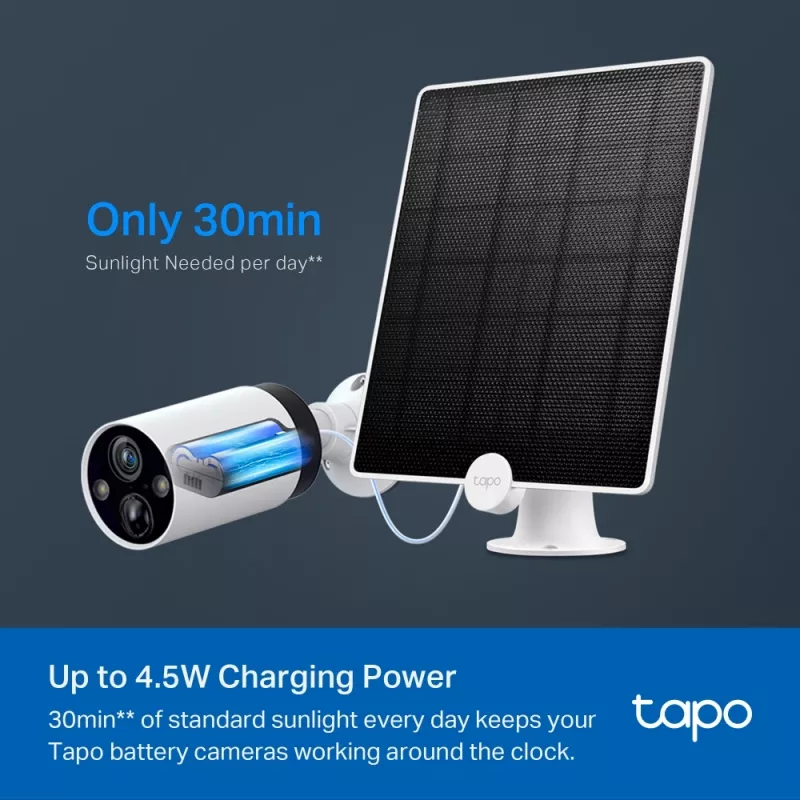 TP-Link Tapo Solarpanel, 4,5 W, 5,2 V, 0 - 360°, IP65, Micro-USB, Tapo C425, Tapo C420, Tapo C400