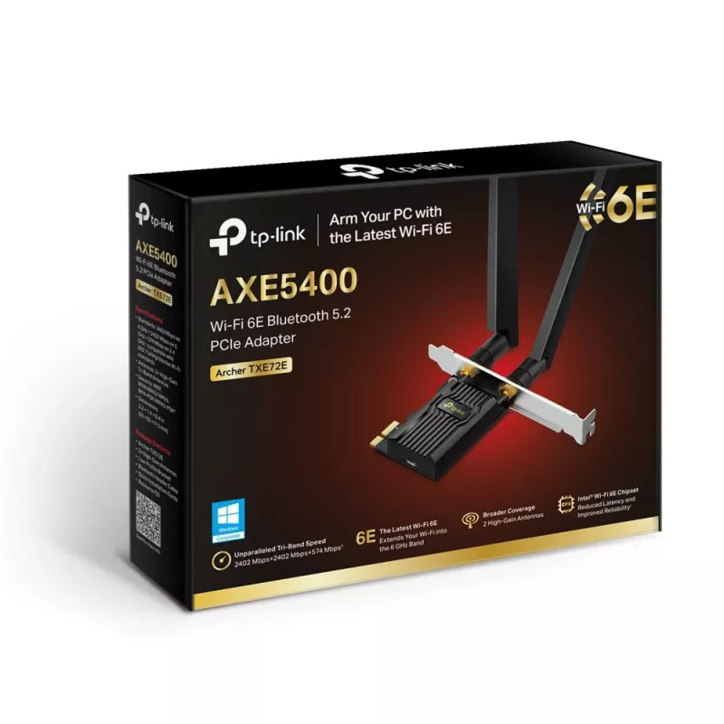 TP-Link AXE5400 Wi-Fi 6E Bluetooth 5.3 PCIe Adapter Tri-band 2402 Mbit/s