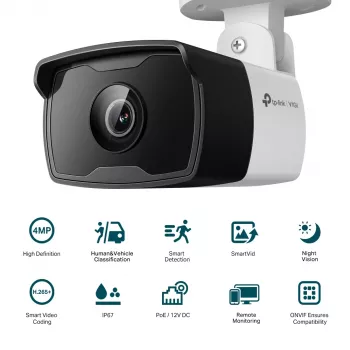 TP-Link VIGI C340I 4MM Überwachungskamera Bullet IP Sicherheitskamera Außenbereich 2560 x 1440 Pixel Decken-/Wand-/Mastmontage