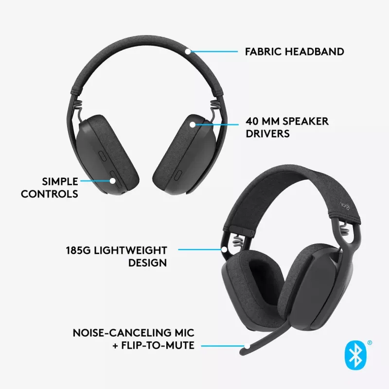 LOGITECH Headset - Zone Vibe 100 - Kabellos - Bluetooth - Graphit