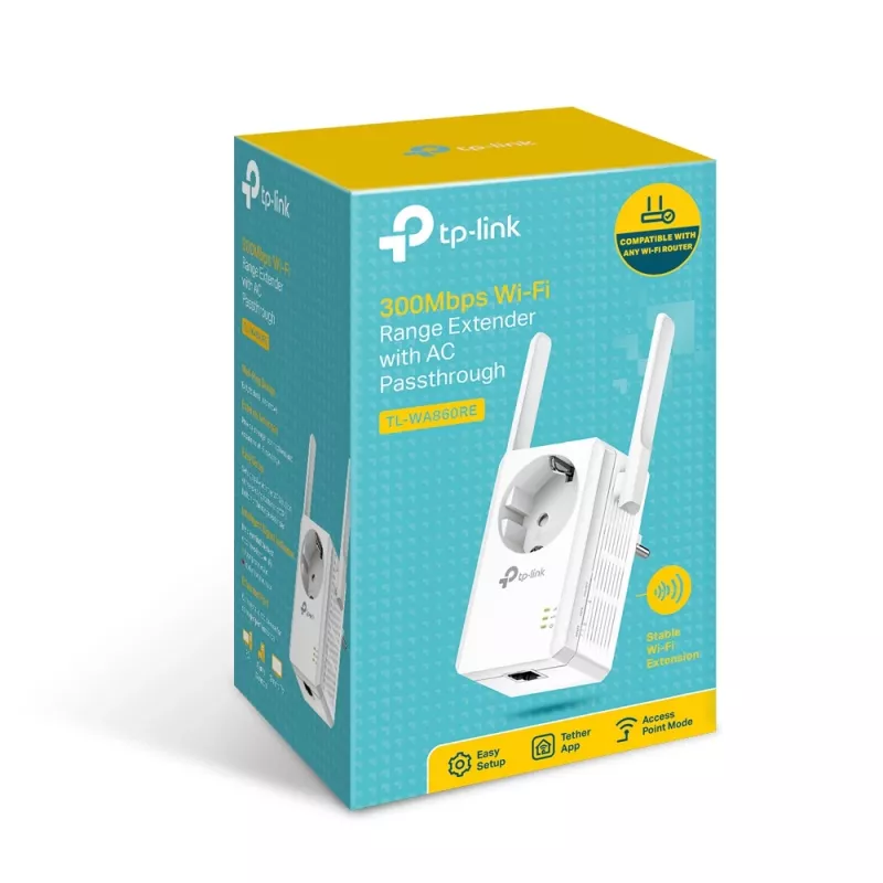 TP-Link TL-WA860RE N300 WLAN-Repeater mit AC-Durchschleifsteckdose