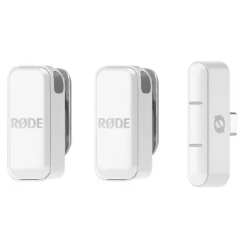 Clip-on-Mikrofon RØDE Wireless Micro — kabelloses USB-Lavalier, 20–20000 Hz, 24-Bit, 100 m Reichweite, weiß