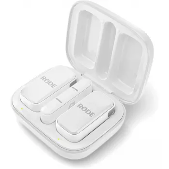 Drahtloses Mikrofonsystem Rode Wireless Micro Lightning – omnidirektional, 48 kHz/24-Bit, 7 h Akku, 100 m Reichweite, weiß