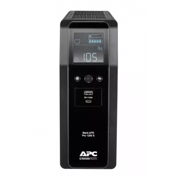 APC Back-UPS Pro, 1200VA/720W, Tower, 230V, 8x IEC C13 Steckdosen, Sinuswelle, AVR, USB Typ A + C Anschlüsse, LCD, Benutzeraustauschbare Batterie