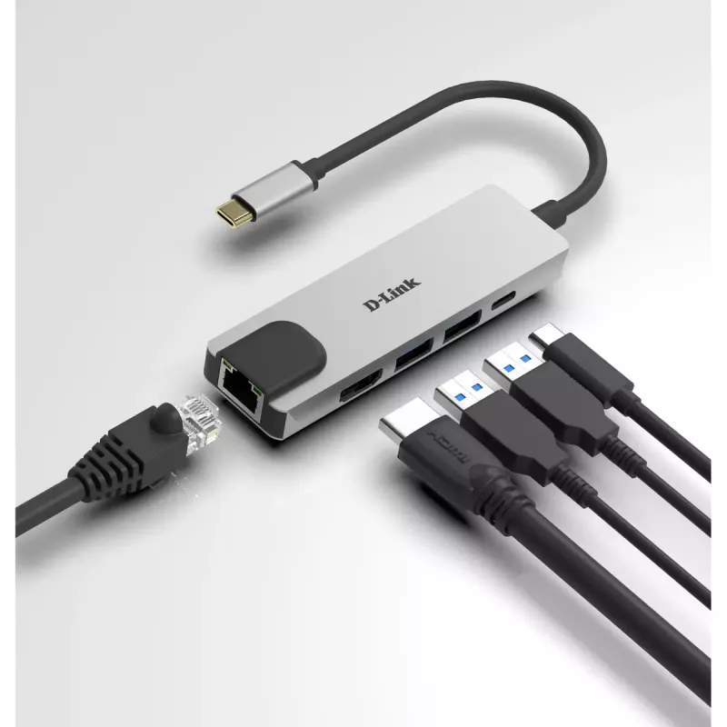 D-Link 5-in-1 USB-C Hub mit HDMI/Ethernet und Power Delivery