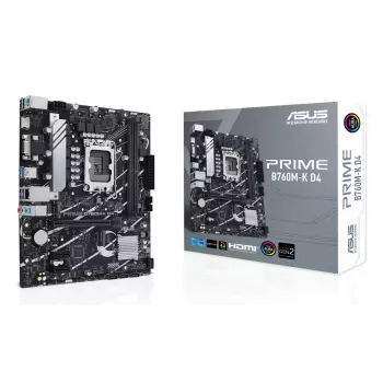 Motherboard ASUS PRIME B760M-K D4 — Intel B760, LGA 1700, Micro ATX, 2x DDR4 DIMM, 64 GB, M.2, SATA III, 2.5Gb Ethernet