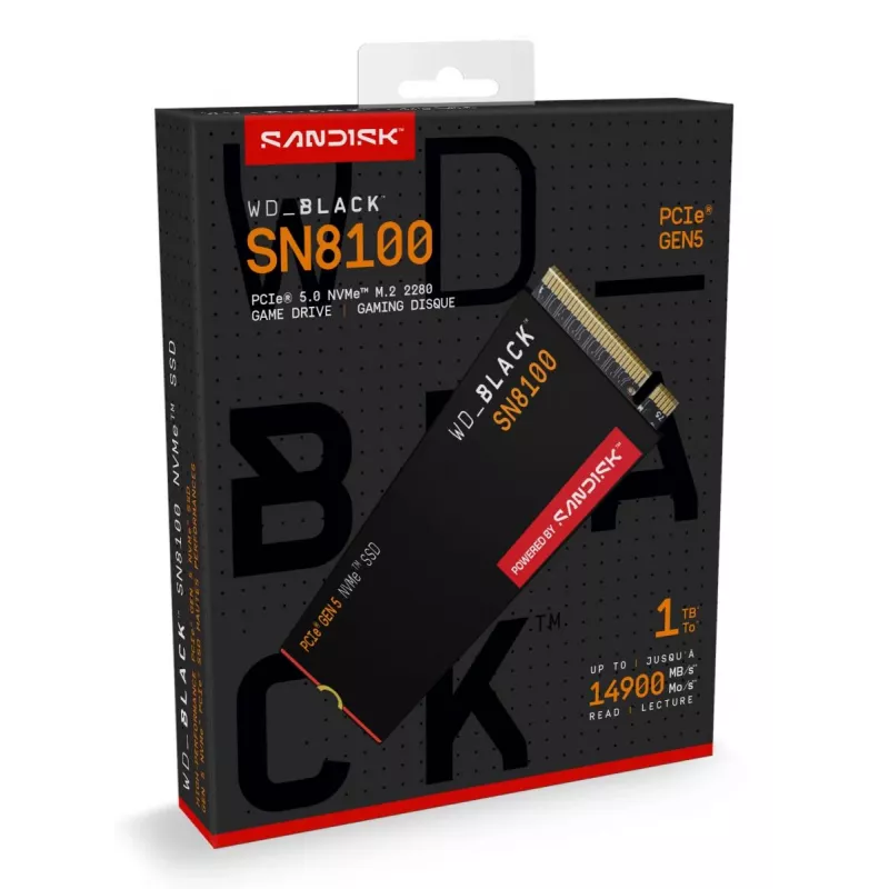 SSD-Festplatte Western Digital 1 TB M.2 PCI Express 5.0 Schwarz SN8100