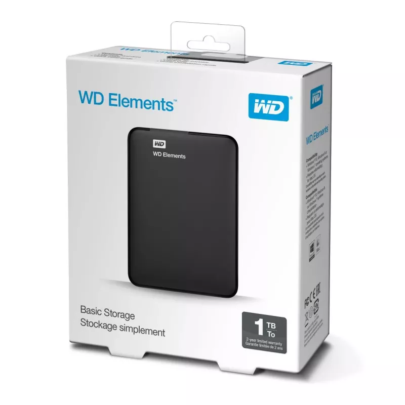 Externe Festplatte Western Digital 1TB 2.5 Zoll USB 3.2 Gen 1 WDBUZG0010BBK-WESN