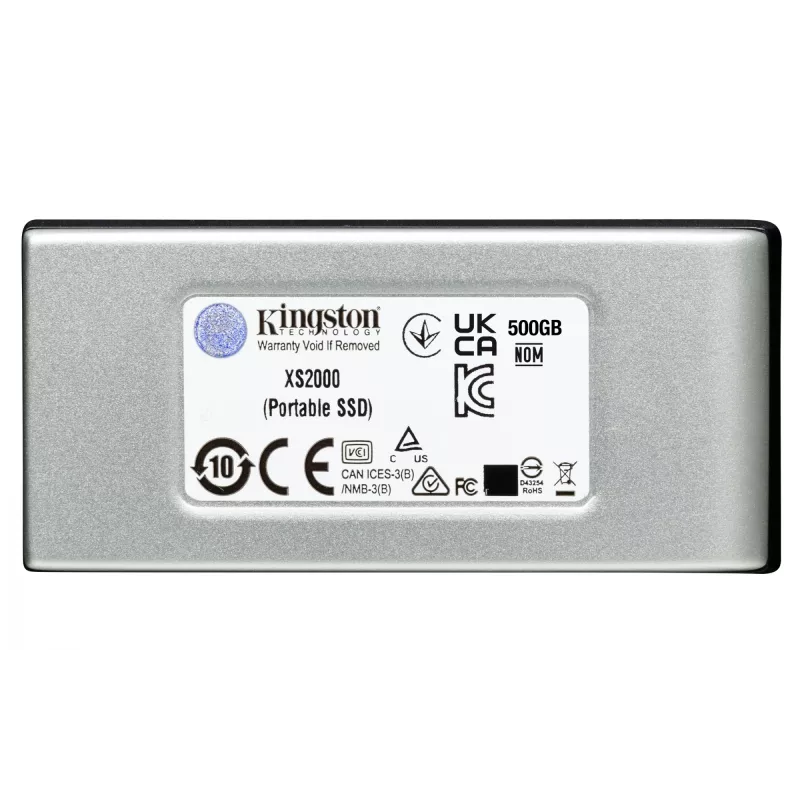 Kingston Technology 2000G PORTABLE SSD XS2000, 2 TB, USB Type-C, 3.2 Gen 2 (3.1 Gen 2), 2000 MB/s, Schwarz, Silber