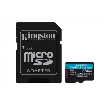 Kingston Technology 256GB microSDXC Canvas Go Plus Gen4 200MB/s A2 U3 V30 Karte + Adapter