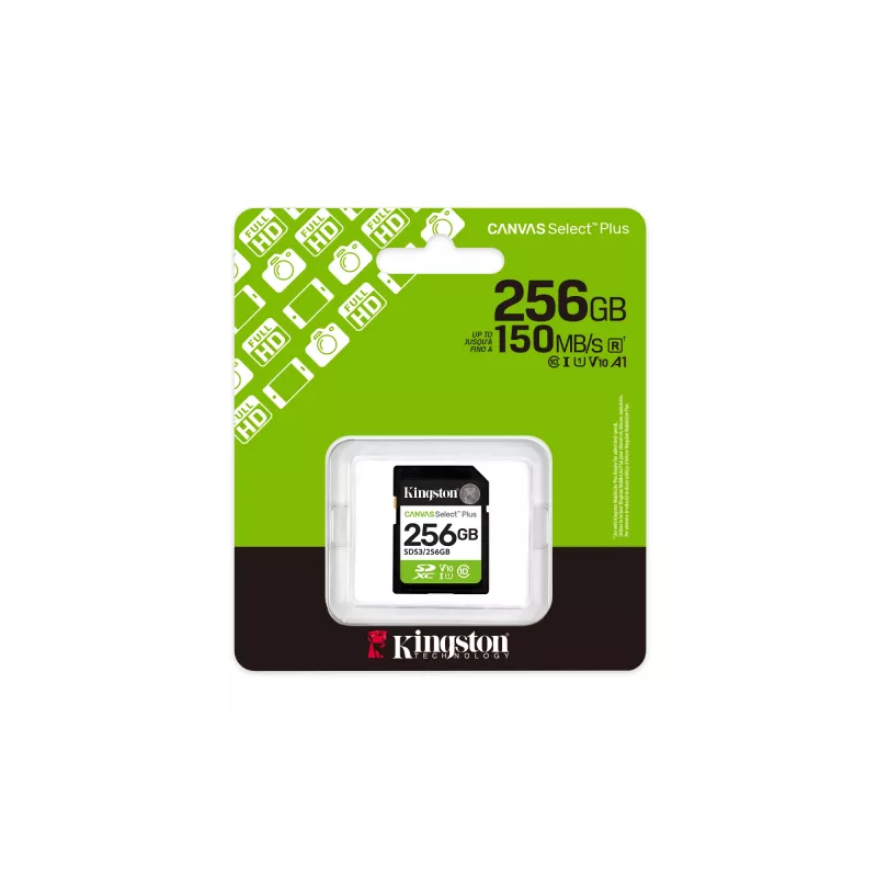 SDXC-Speicherkarte KINGSTON Canvas Select Plus Gen3 256GB SD UHS‑I 150MB/s C10 U1 V10