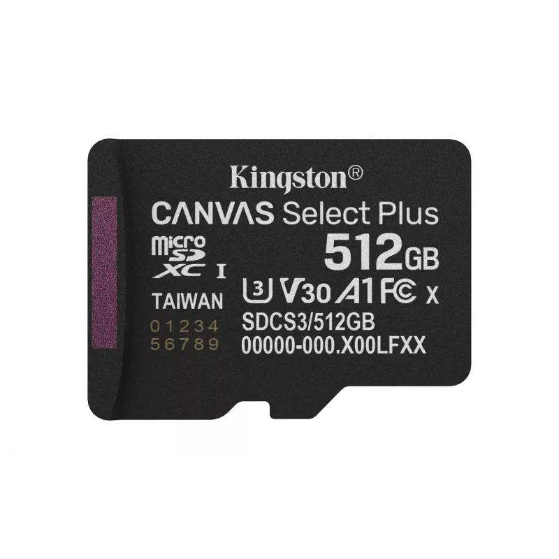 Kingston Technology 512 GB microSDXC Canvas Select Plus Gen3 150 MB/s A1 Karte + Adapter