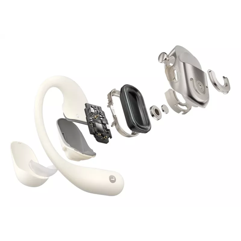 Open-Ear kabelloses Headset Shokz OpenFit 2 — Bluetooth 5.4, IP55, Knochenleitung, 11 Std. Wiedergabe (48 Std. mit Case), USB‑C, beige
