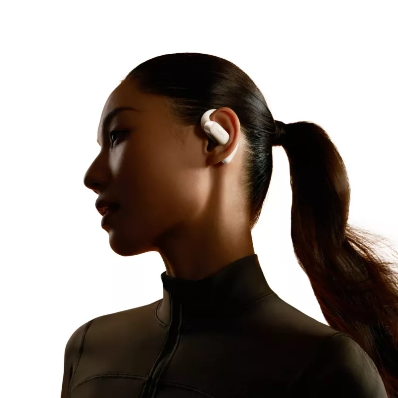 Open-Ear kabelloses Headset Shokz OpenFit 2 — Bluetooth 5.4, IP55, Knochenleitung, 11 Std. Wiedergabe (48 Std. mit Case), USB‑C, beige
