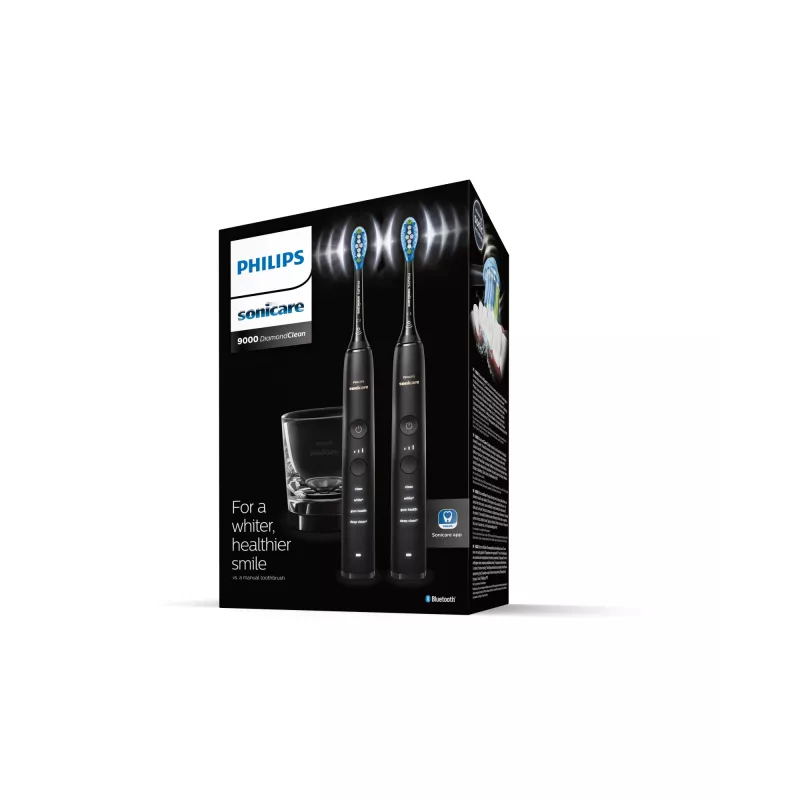 Philips Sonicare DiamondClean 9000 HX9914/54 Schallzahnbürsten-Set, 2 Griffe, 2 Bürstenköpfe, 4 Modi, Schwarz