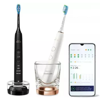 Zahnbürste Philips HX9914/57 DiamondClean 9000 2er-Pack Schwarz/Weiß