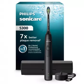 Schallzahnbürste Philips Series 5300 HX7101/02 — Schall, 62.000 Bewegungen/Min., 3 Geschwindigkeiten, 2-Min.-Timer, schwarz