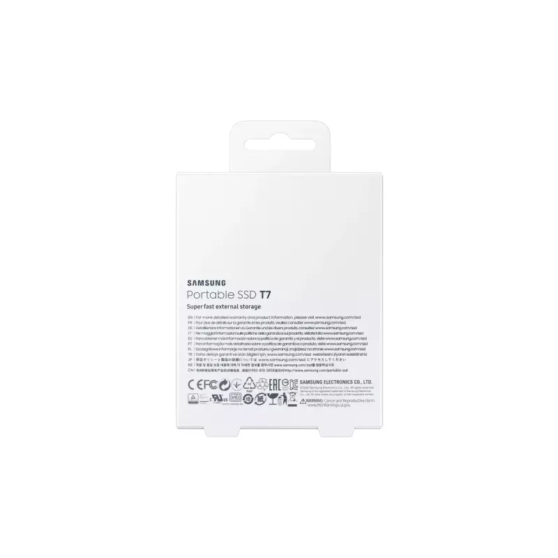Externe SSD Samsung T7 Portable 1 TB, USB-C 3.2 Gen 2, NVMe, AES-256 Hardware-Verschlüsselung, Blau