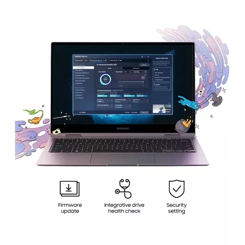 Externe SSD Samsung T7 Portable 1 TB, USB-C 3.2 Gen 2, NVMe, AES-256 Hardware-Verschlüsselung, Blau