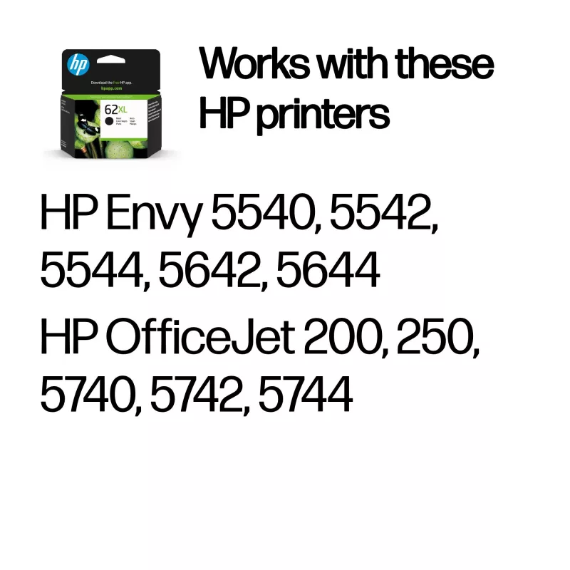 HP 62XL Original-Tintenpatrone mit hoher Reichweite, Schwarz, 1 St., 600 Seiten