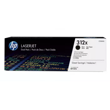 HP 312X CF380XD Hochleistungs-Tonerkartuschen Doppelpack (2 Stk.), Schwarz, 2x 4.400 Seiten