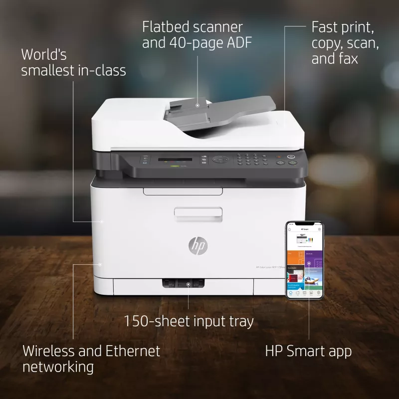 HP Color Laser MFP 179fnw, Laser, Farbdruck, 600 x 600 DPI, A4, Direktdruck, Schwarz, Weiß