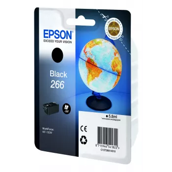 Epson Globe Singlepack Schwarz 266 Tintenpatrone, Schwarz, pigmentbasierte Tinte, 5,8 ml, 1 Stk., 250 Seiten