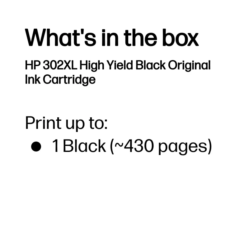 HP 302XL Original Tintenpatrone Schwarz mit hoher Reichweite, Schwarz, 1 St., 430 Seiten