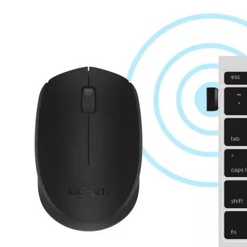 Kabellose optische Maus Logitech B170 RF, beidhändig, 3 Tasten, Schwarz, 10 m Reichweite, bis zu 12 Monate Akkulaufzeit