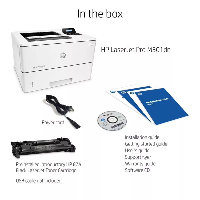 HP LaserJet Pro M501dn, Laser, 600 x 600 DPI, A4, 43 ppm, Duplexdruck, Netzwerkbereit