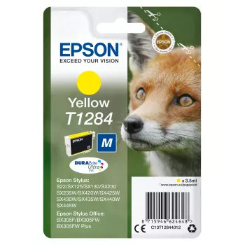 Epson Fox Singlepack Gelb T1284 DURABrite Ultra Tinte, Gelb, Pigmenttinte, 3,5 ml, 1 Stück, 260 Seiten