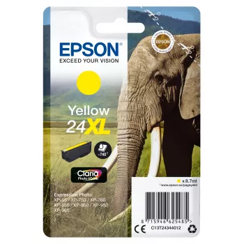 Epson Elephant Einzelpackung Gelb 24XL Claria Photo HD Tinte