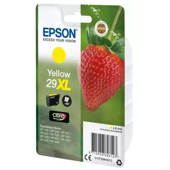 Epson Strawberry Einzelpackung Gelb 29XL Claria Home Tinte, Hohe (XL) Reichweite, Gelb, Pigmenttinte, 6,4 ml, 1 Stück, 450 Seiten
