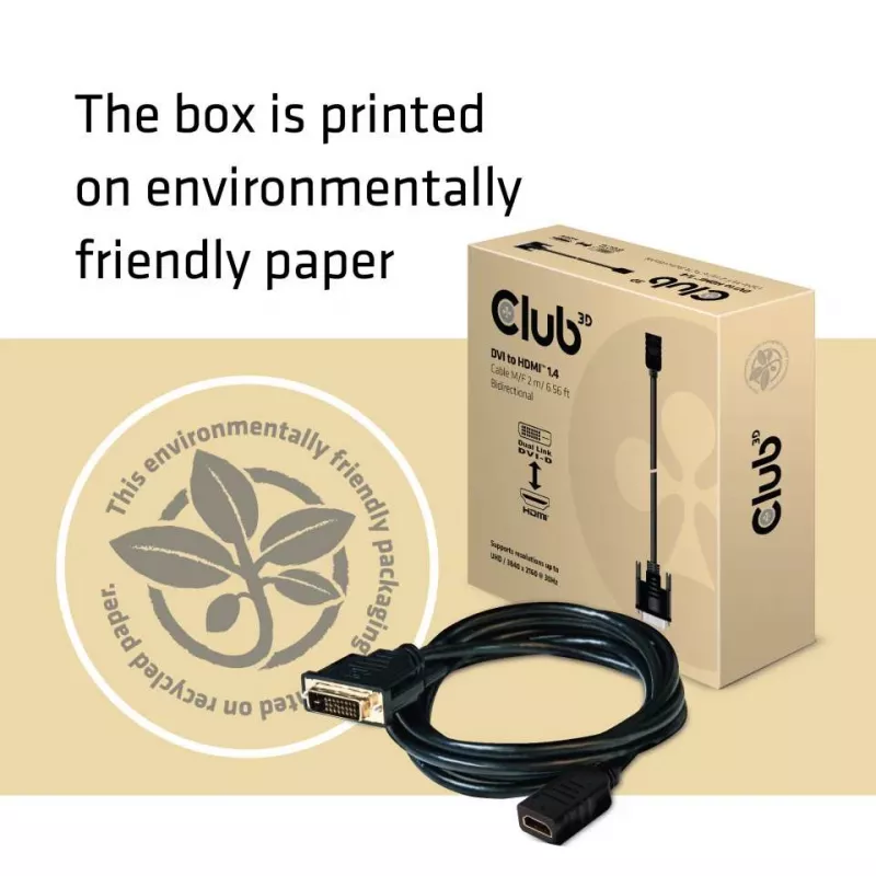 Club 3D CAC-1211 DVI-D-auf-HDMI-1.4-Kabel, Dual Link, St/Bu, 2 m, Schwarz