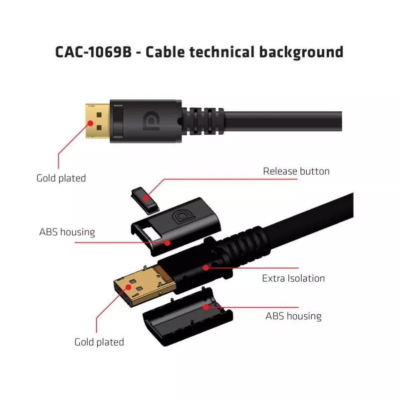 Club 3D CAC-1069B DisplayPort-1.4-HBR3-Kabel, 8K 60 Hz, 32,4 Gbit/s, DSC 1.2, VESA-zertifiziert, St./St., 4 m, Schwarz
