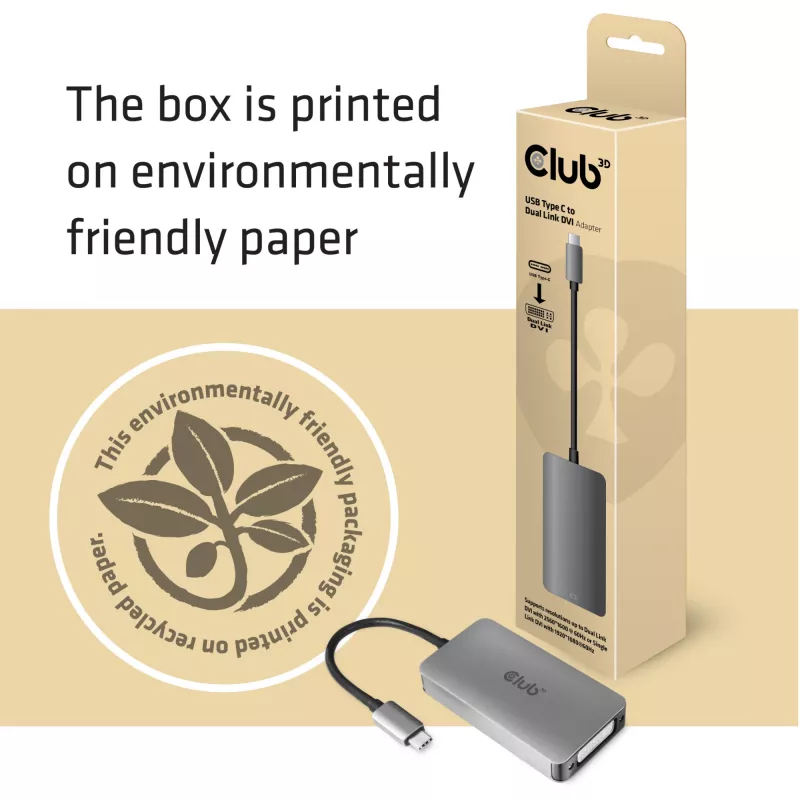 CLUB3D USB3.2 Gen1 Typ-C auf Dual Link DVI-D HDCP ON Version Aktiver Adapter M/F