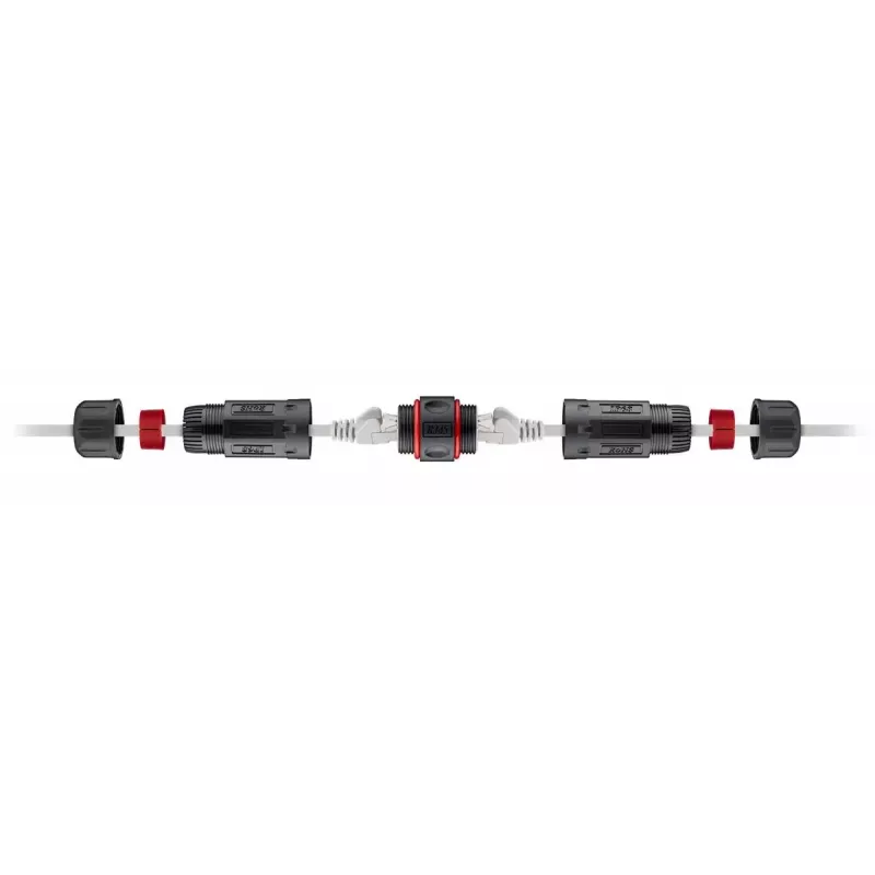 Goobay 79566 Outdoor-RJ45-Kupplung, CAT 6 STP, IP68, 2x RJ45-Buchse, 12 cm, Schwarz