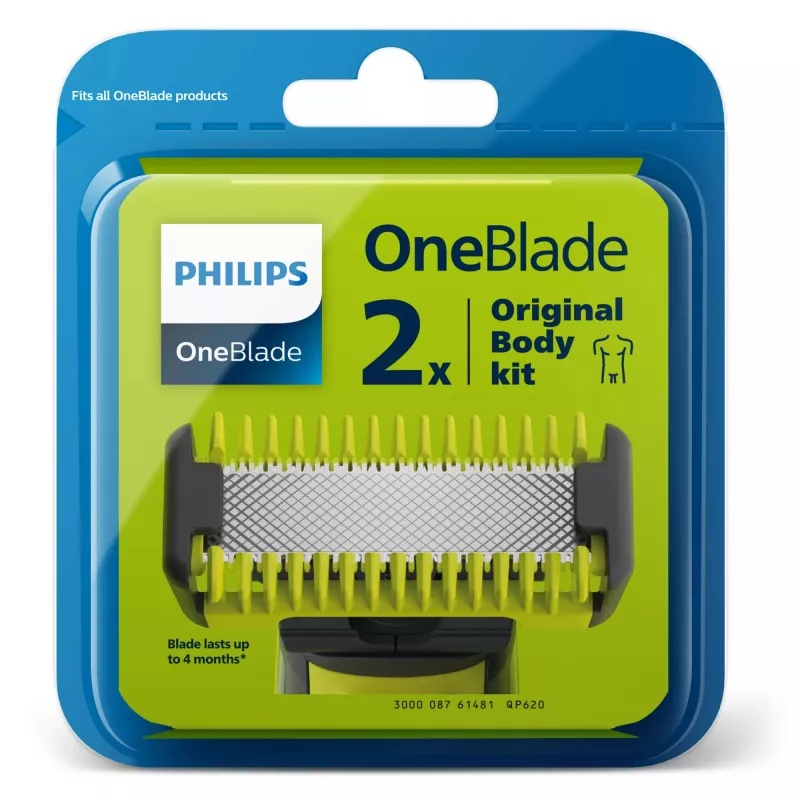 Rasierklinge Philips Norelco OneBlade QP620/50 Ersatzklingen, Schwarz, 2er-Pack