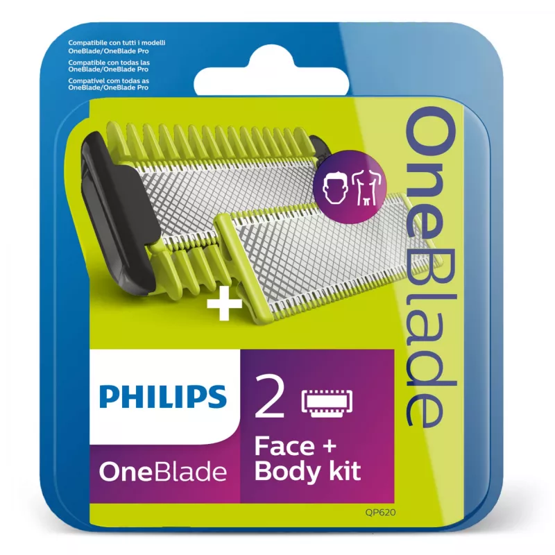 Rasierklinge Philips Norelco OneBlade QP620/50 Ersatzklingen, Schwarz, 2er-Pack