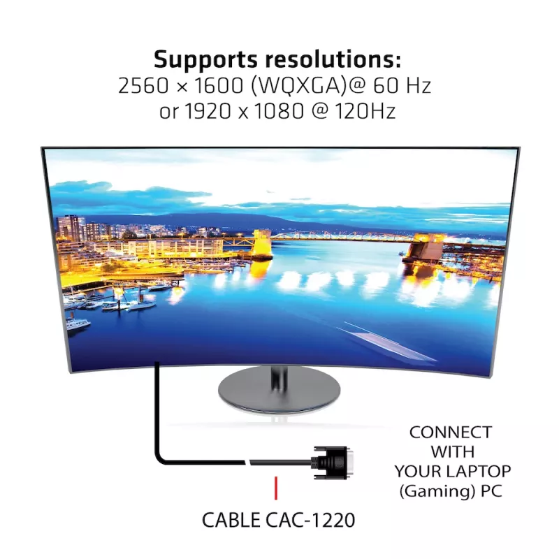 Club 3D CAC-1220 DVI-D Dual Link (24+1) Kabel St./St., bidirektional, 28AWG, vergoldete Kontakte, 10 m (32,8 ft), Schwarz