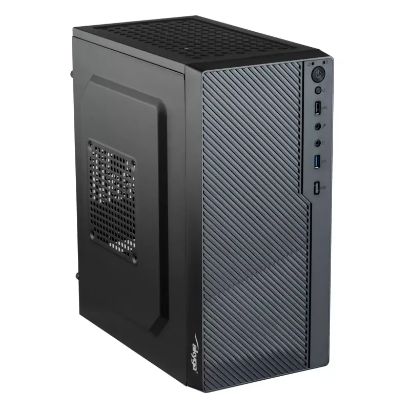 Akyga AK36BK Micro-ATX-PC-Gehäuse, Micro ATX / Flex ATX / Mini ITX, USB 3.0 + USB 2.0, ohne Netzteil, schwarz