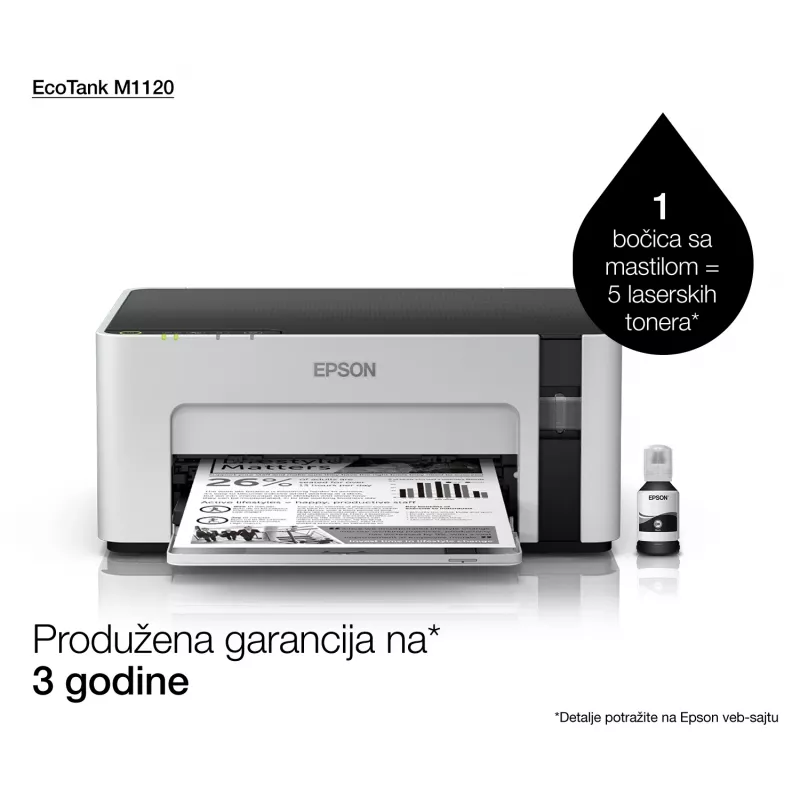 Tintenstrahldrucker Epson EcoTank ET-M1120 — monochrom, A4, 1440x720 DPI, Wi‑Fi, nachfüllbarer Tintentank