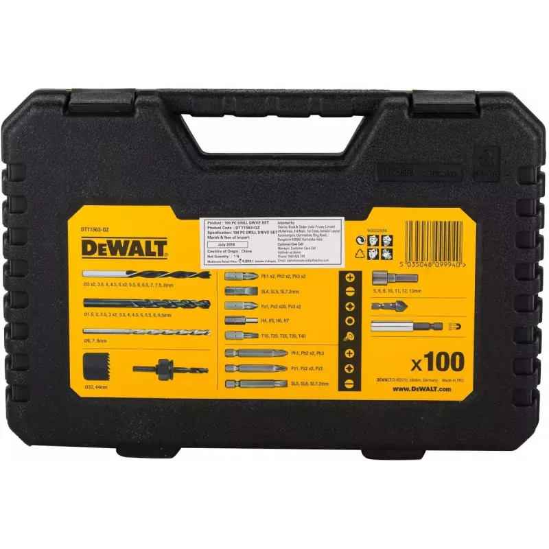 DeWALT DT71563 Schrauberbit-, Bohrer- und Lochsägen-Set, 100-teilig